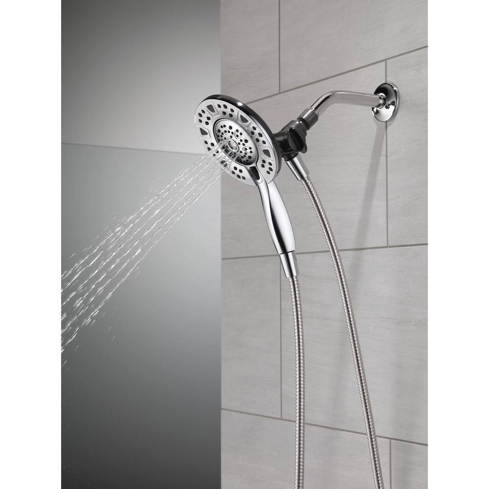 Delta In2ition 4-Spray Patterns 1.75 GPM 6 in. Wall Mount Dual Shower Heads in Chrome 75494