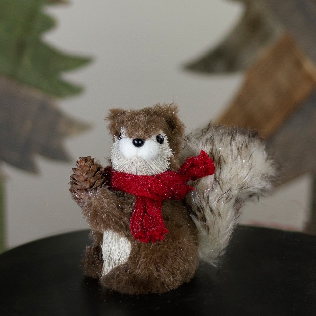 Standing Squirrel With Pinecone And Red Scarf Tabletop Christmas Figurine