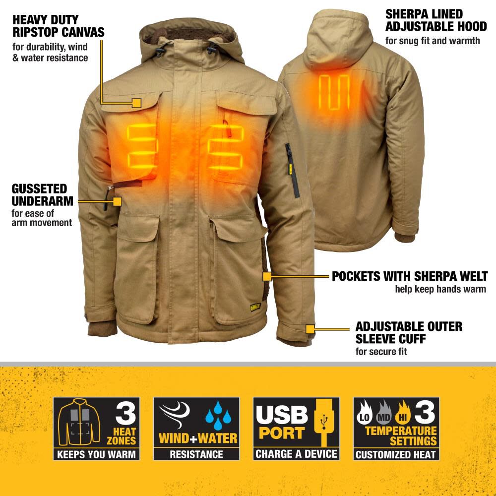 DEWALT Mens Rip Stop Canvas Heated Kit Jacket Medium DCHJ091D1-M from DEWALT