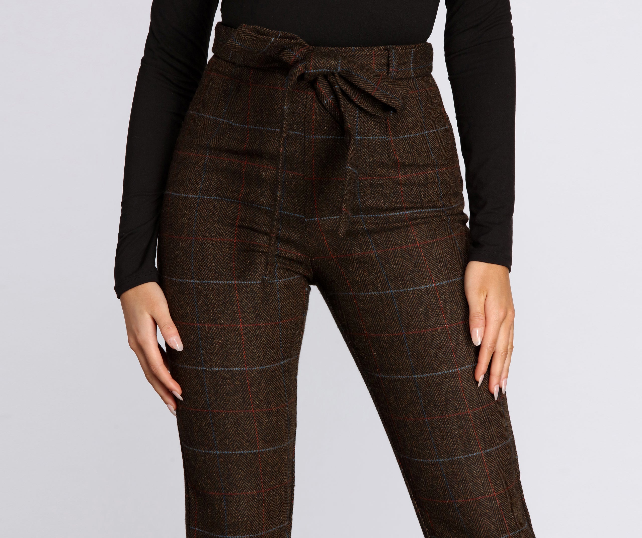 Plaid Perfection Tie Waist Pants