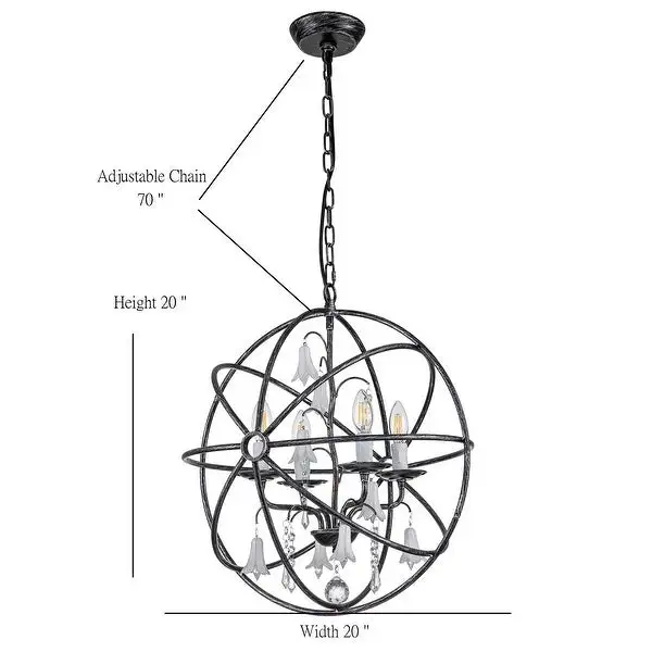 Beaufort 4-Light Globe Crystal Chandelier Antique Black - 20