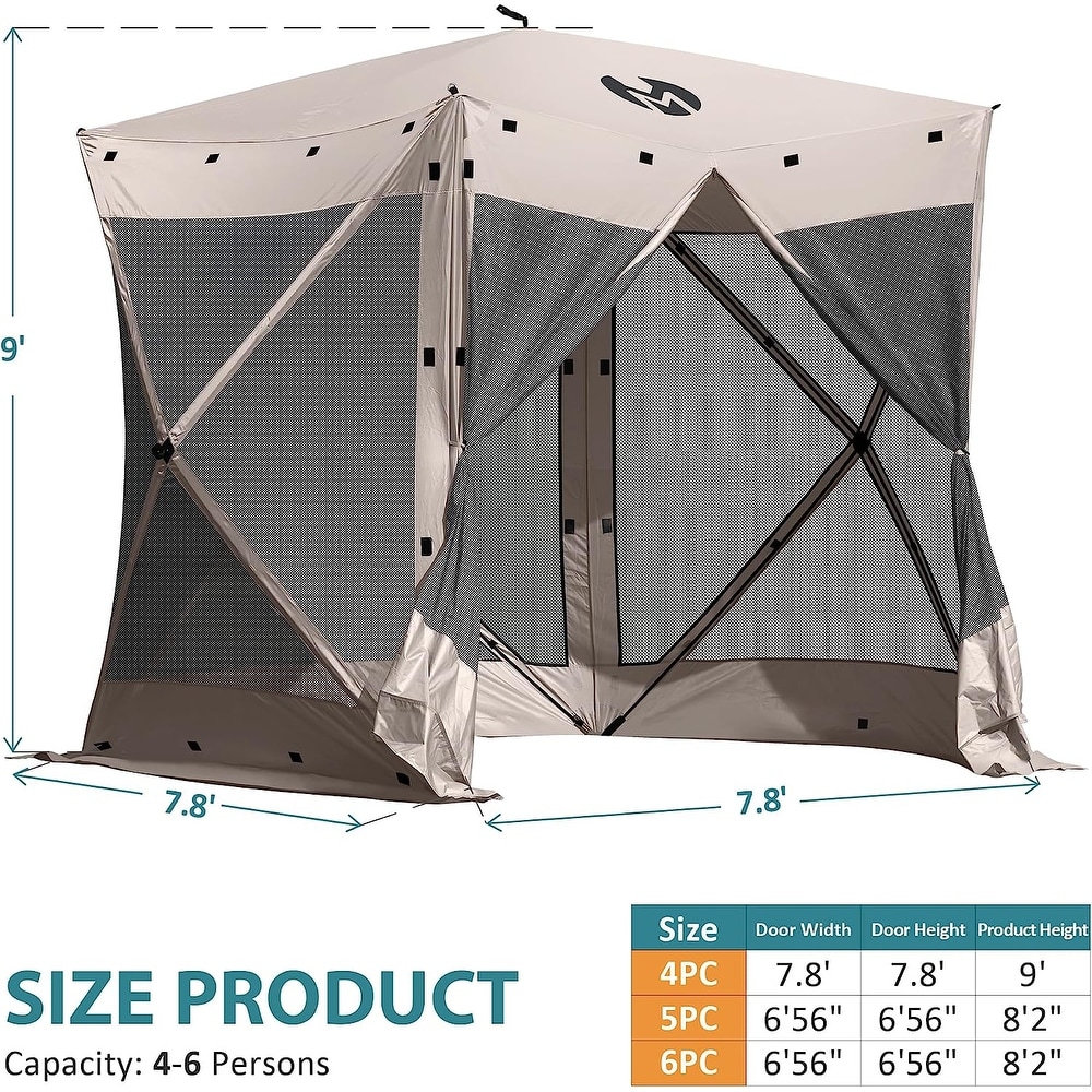 Exacme Portable Gazebo Pop up Tent for Camping  Outdoor Four Sides Pop up Clam Screen Tent with Canopy Shelter  1024 4PC