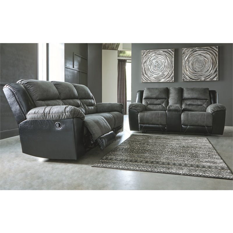 Signature Design by Ashley Earhart Reclining Loveseat with Console in Chestnut   Contemporary   Loveseats   by Homesquare  Houzz