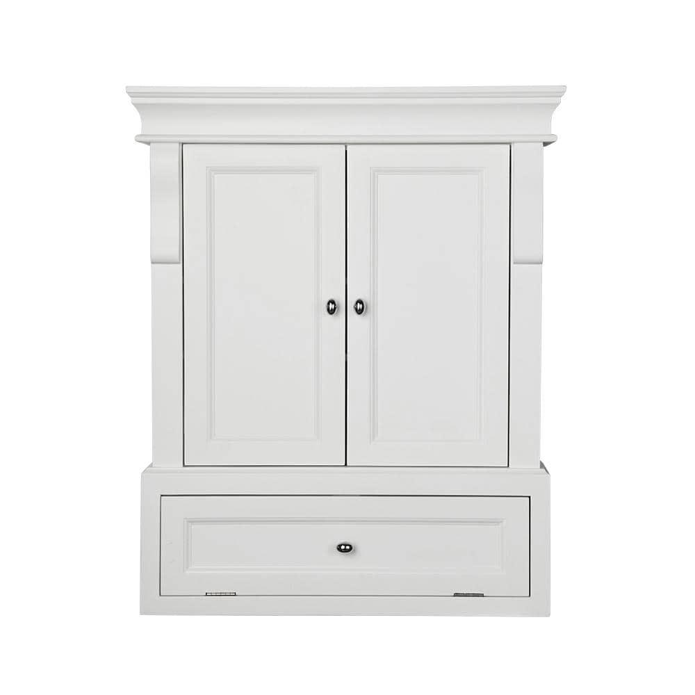 Home Decorators Collection Naples 2612 in W x 3234 in H x 8 in D Bathroom Storage Wall Cabinet in White