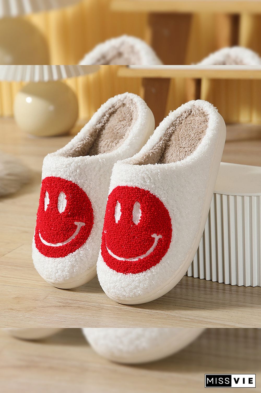 Smile Unisex Fluffy Slippers