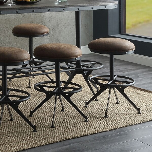 Set of 2 Counter Height Stool in Salvaged Brown and Black