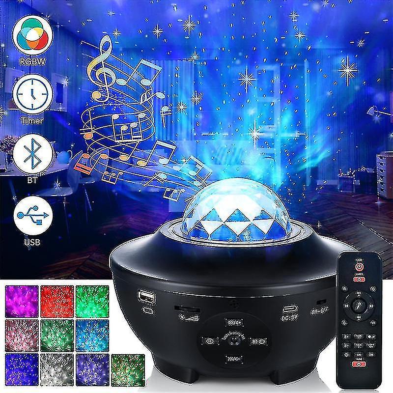 Led Galaxy Starry Night Light Projector Ocean Star Sky Party Speaker Lamp Remote