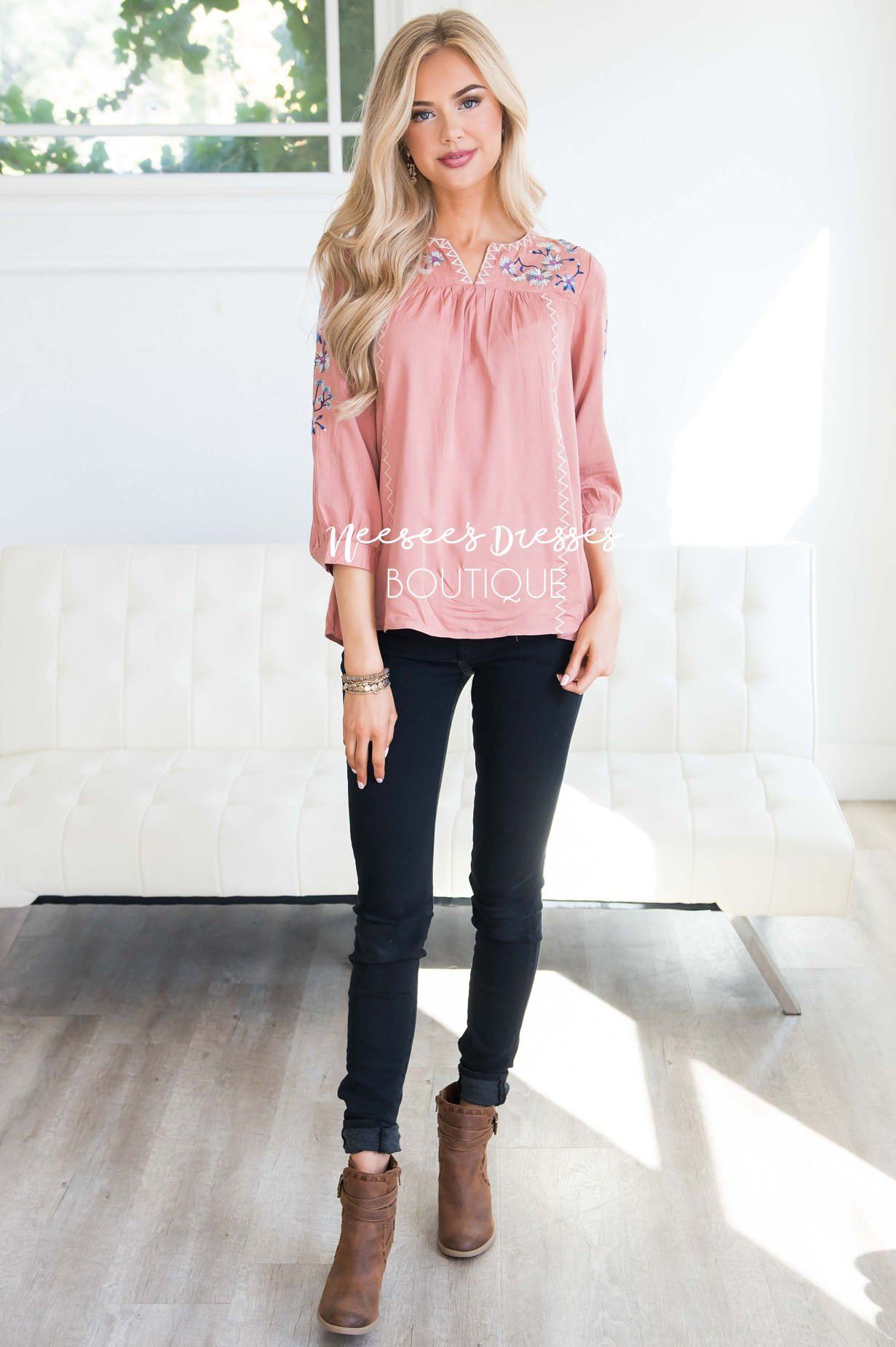 One Love Floral Embroidered Blouse