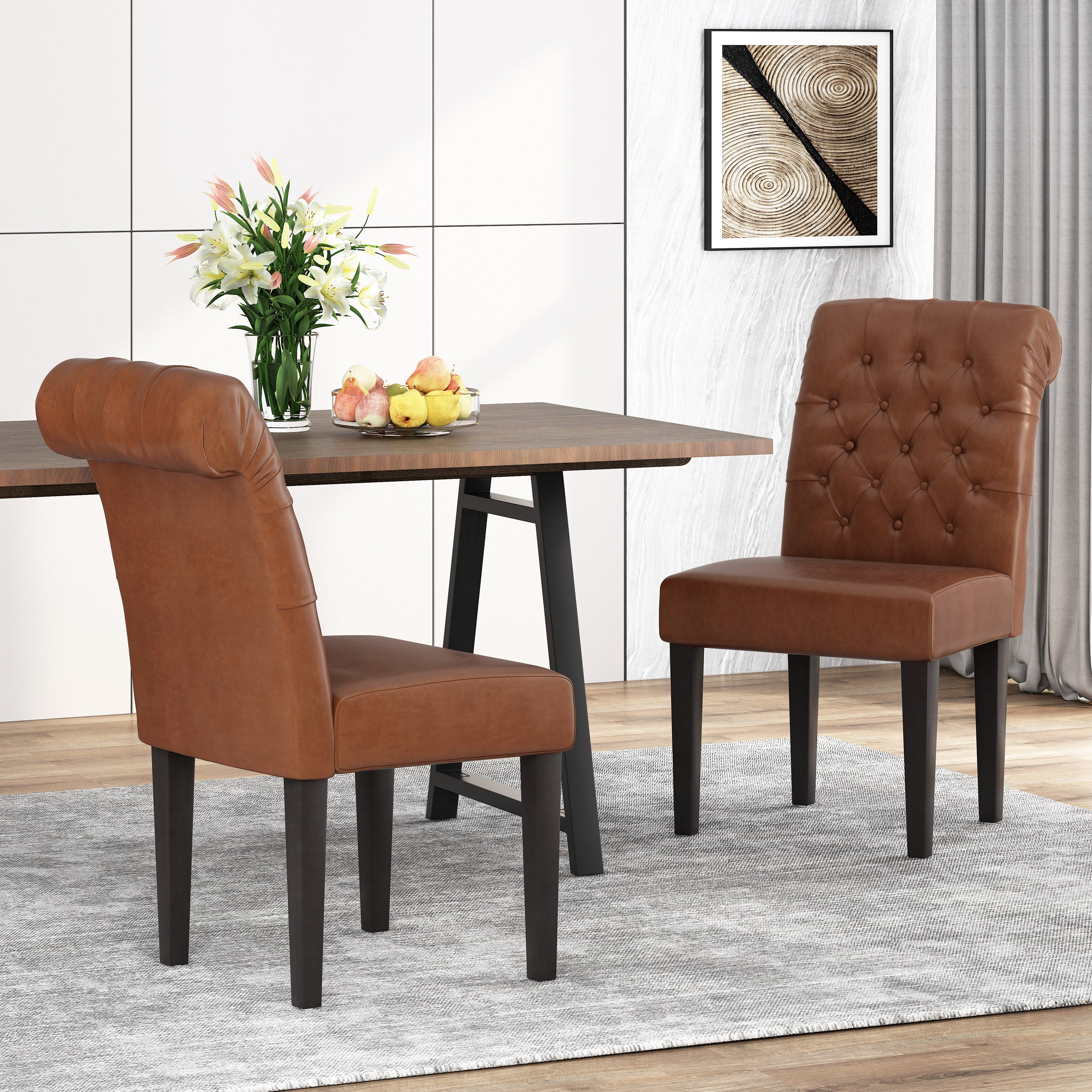 Emerson Contemporary Tufted Rolltop Dining Chairs, Set of 2