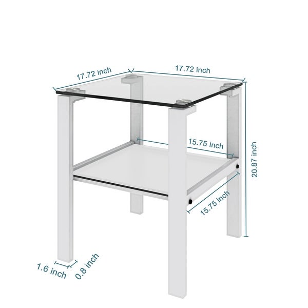 Square Glass End Table Wite Iron Tube Frame