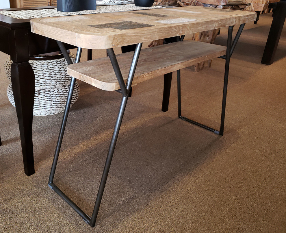 Recycled Teak Wood Brux Art Deco Console / Serving Table   Industrial   Console Tables   by Chic Teak  Houzz