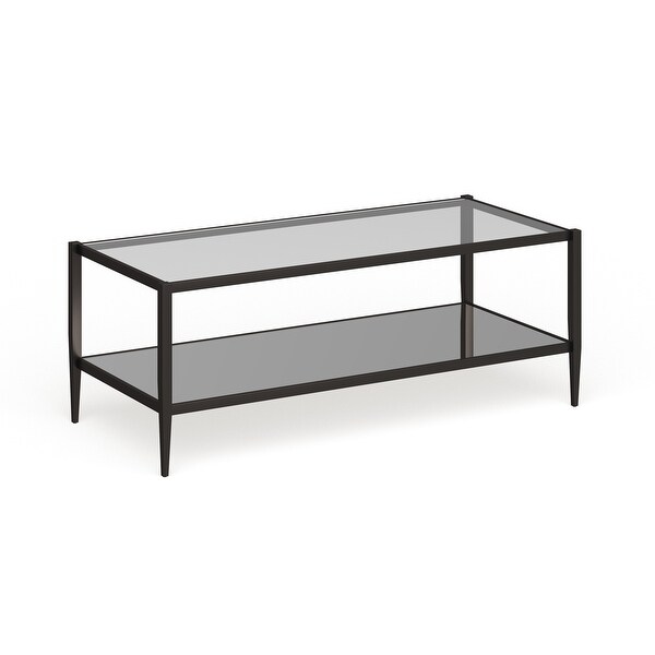 Hera 45'' Wide Rectangular Coffee Table with Mirror Shelf