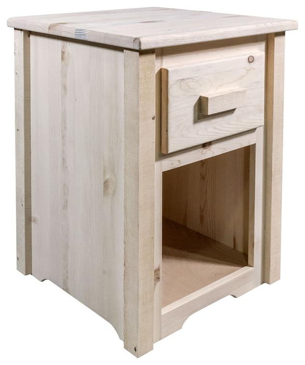 Montana Woodworks Homestead Solid Wood End Table with Drawer in Natural   Rustic   Side Tables And End Tables   by Homesquare  Houzz