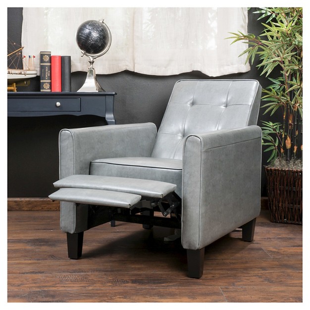 Christopher Knight Home Ethan Tufted Bonded Leather Recliner Chair Dark Gray