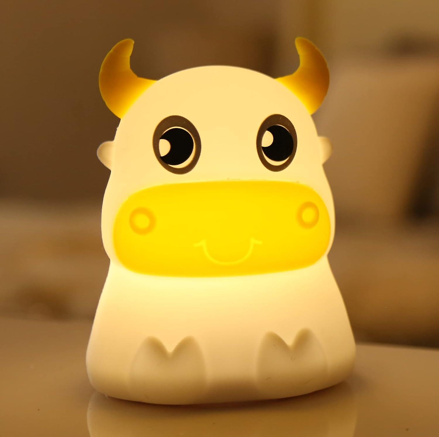 Cute Kids Night Light Night Lamp Night Lights For Kids Bedroom Toddler Baby Portable Silicone Battery Led Nightlight Nursery(cow)