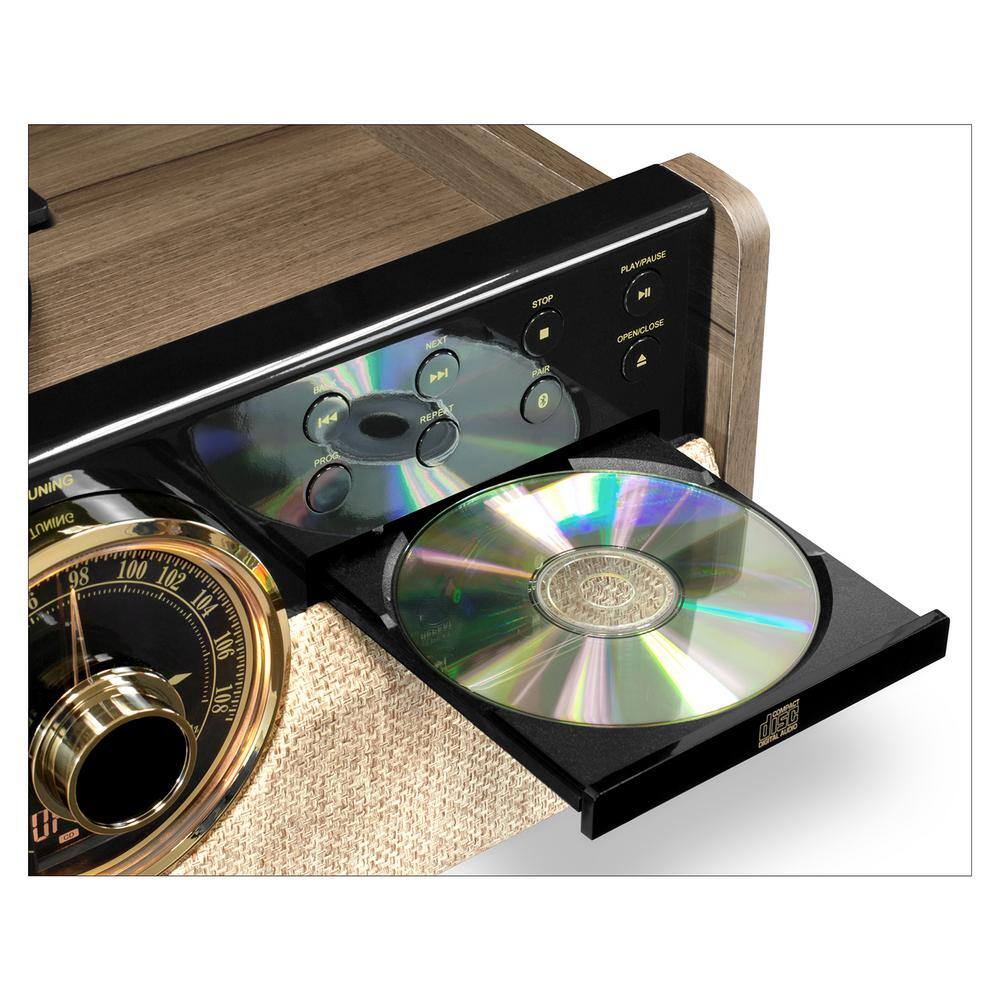 🎉Limited Time Offer🎉Victrola 6-in-1 Empire Mid Century Modern Bluetooth Record Player VTA-270B-FNT