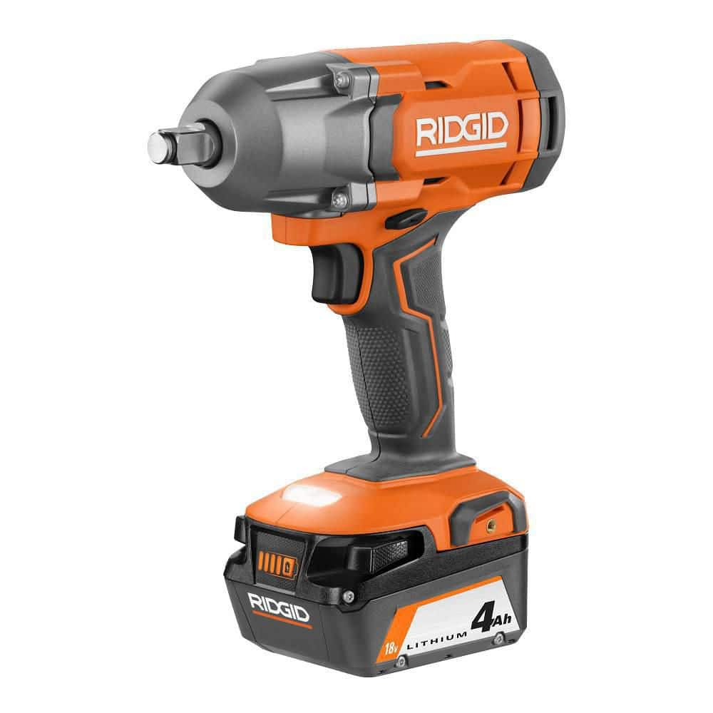 RIDGID 18V Cordless 1/2 in. Impact Wrench Kit with 4.0 Ah Battery and Charger R86215K