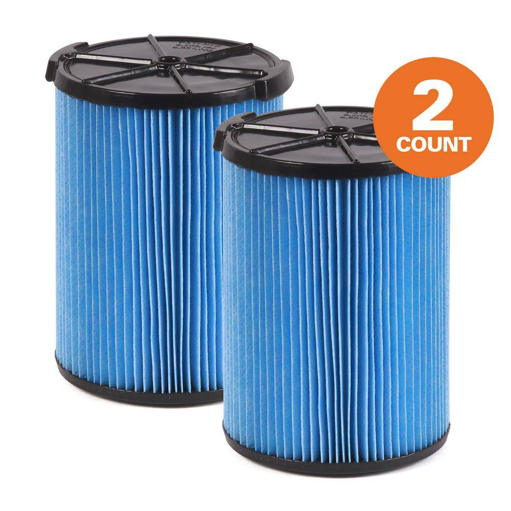 RIDGID 3-Layer Fine Dust Pleated Paper Filter for Most 5 Gallon and Larger RIDGID WetDry Shop Vacuums (2-Pack) VF5200