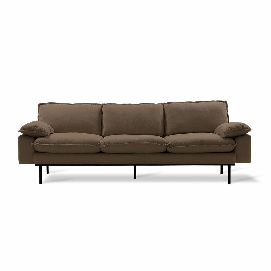 Retro Sofa / 4 seater / Linen shadow brown