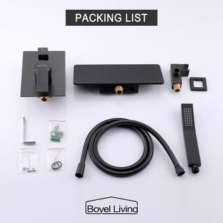 Boyel Living Single-Handle Wall Mount Roman Tub Faucet with Hand Shower in Matte Black SMD-88022B