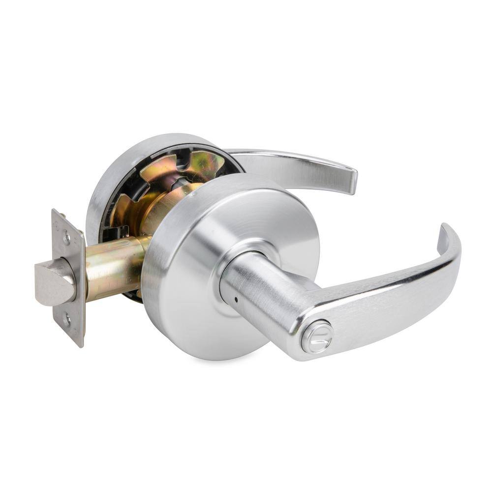 Global Door Controls Pisa Series Standard Duty Brushed Chrome Grade 2 Commercial Cylindrical Privacy Door Handle with Lock and Clutch GAL-1140P-626