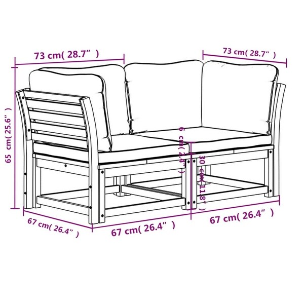 vidaXL Patio Sofa with Cushions 2Seater Outdoor Loveseat Solid Wood Acacia