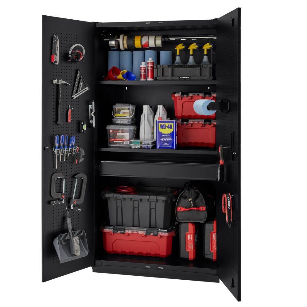 Husky 6-Piece Extra Wide Heavy Duty Welded Steel Garage Storage System in Black (148 in. W x 82 in. H x 24 in. D) HTC622030-EX