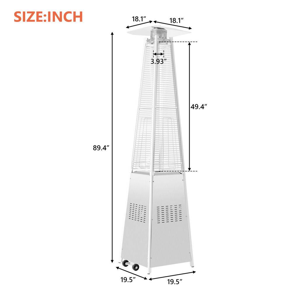 42000 BTU Stainless Steel Pyramid Glass Tube Flame Outdoor Heater with Long Strips of Flame ST725B-260