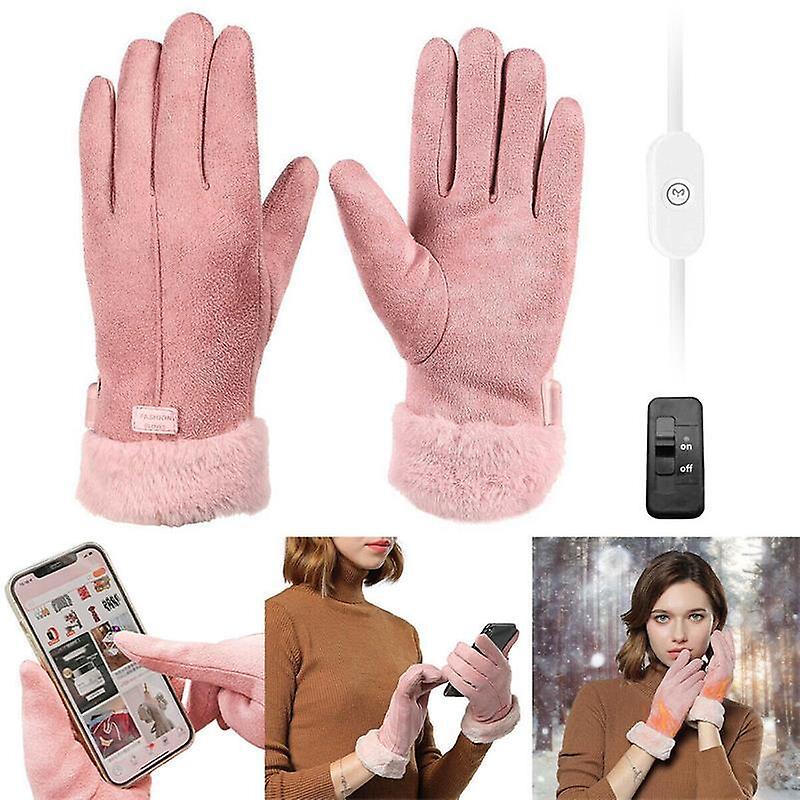 Winter Electric Heated Gloves Usb Heated Ergonomics Soft Ladies Warming Gloves