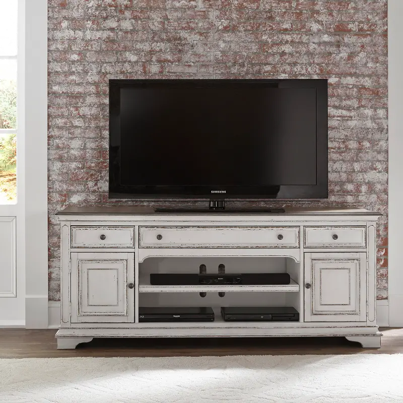 Magnolia Manor Antique White 70 TV Stand