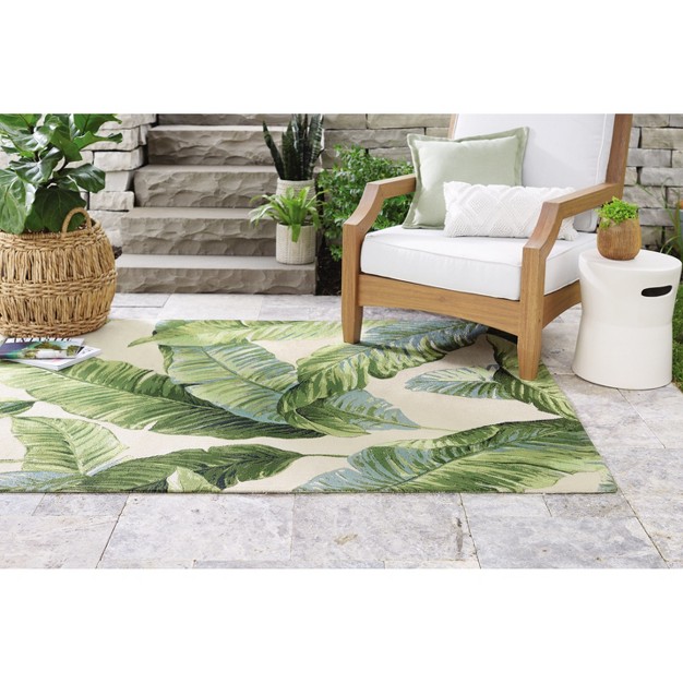 9 x27 x12 x27 Vacation Tropical Rectangular Woven Outdoor Area Rug Green