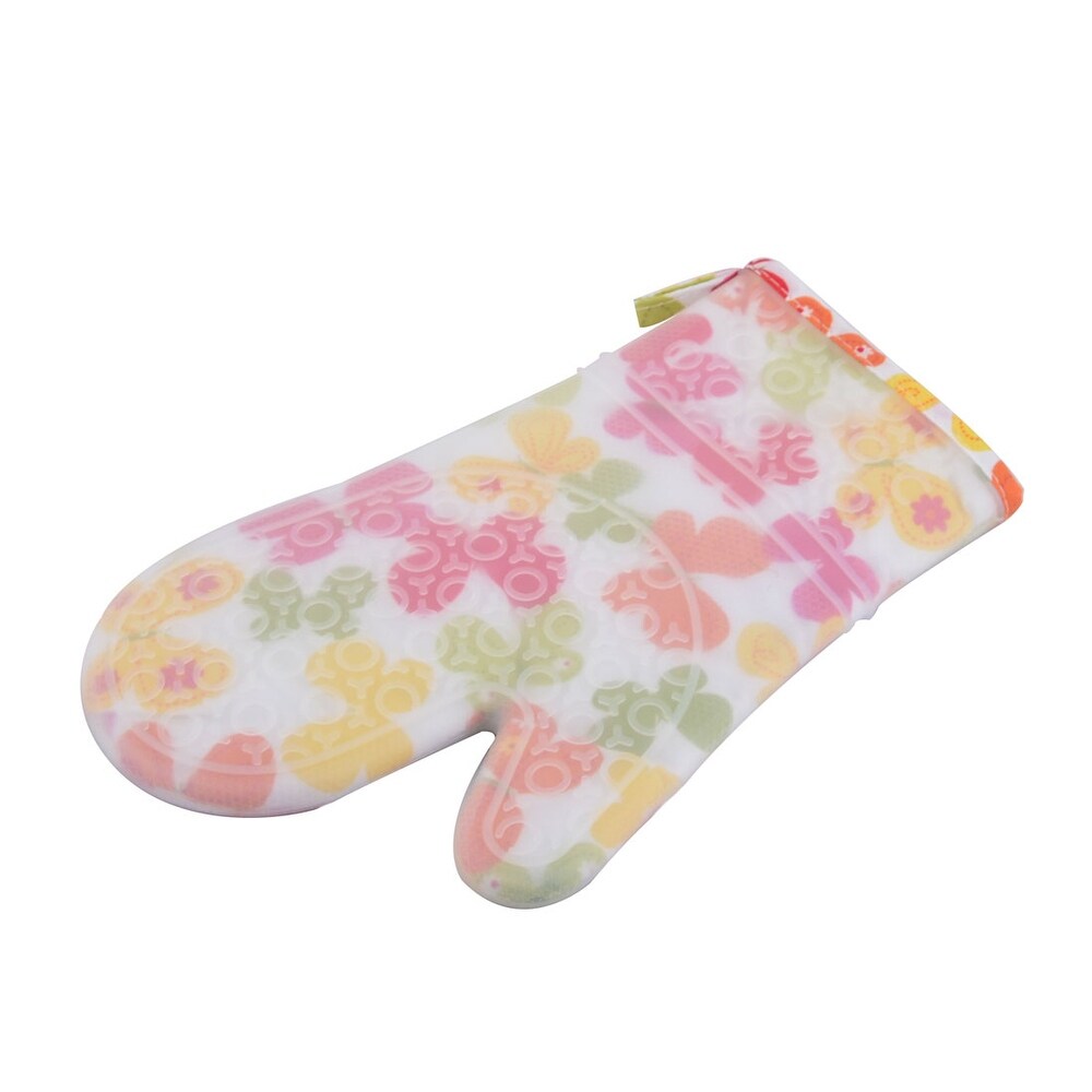 Bakery Silicone Bowknot Pattern Heat Resistant Oven Mitt Colorful   Multi   11.6\