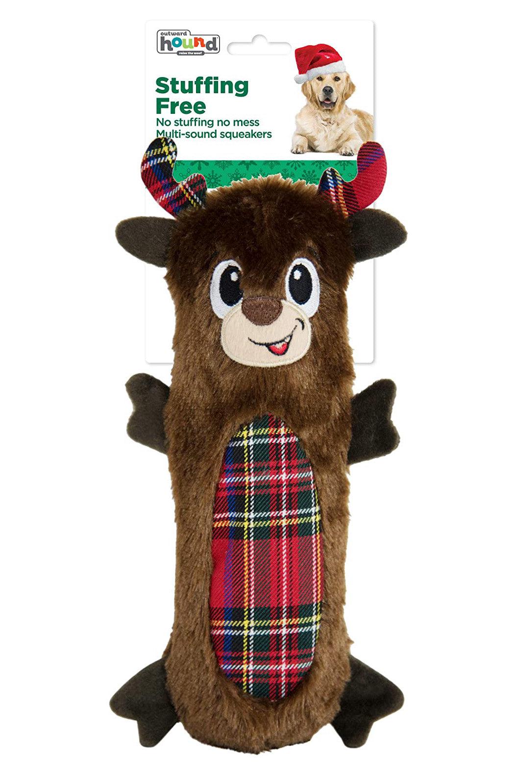 Outward Hound Stuffing Free Reindeer Dog Toy