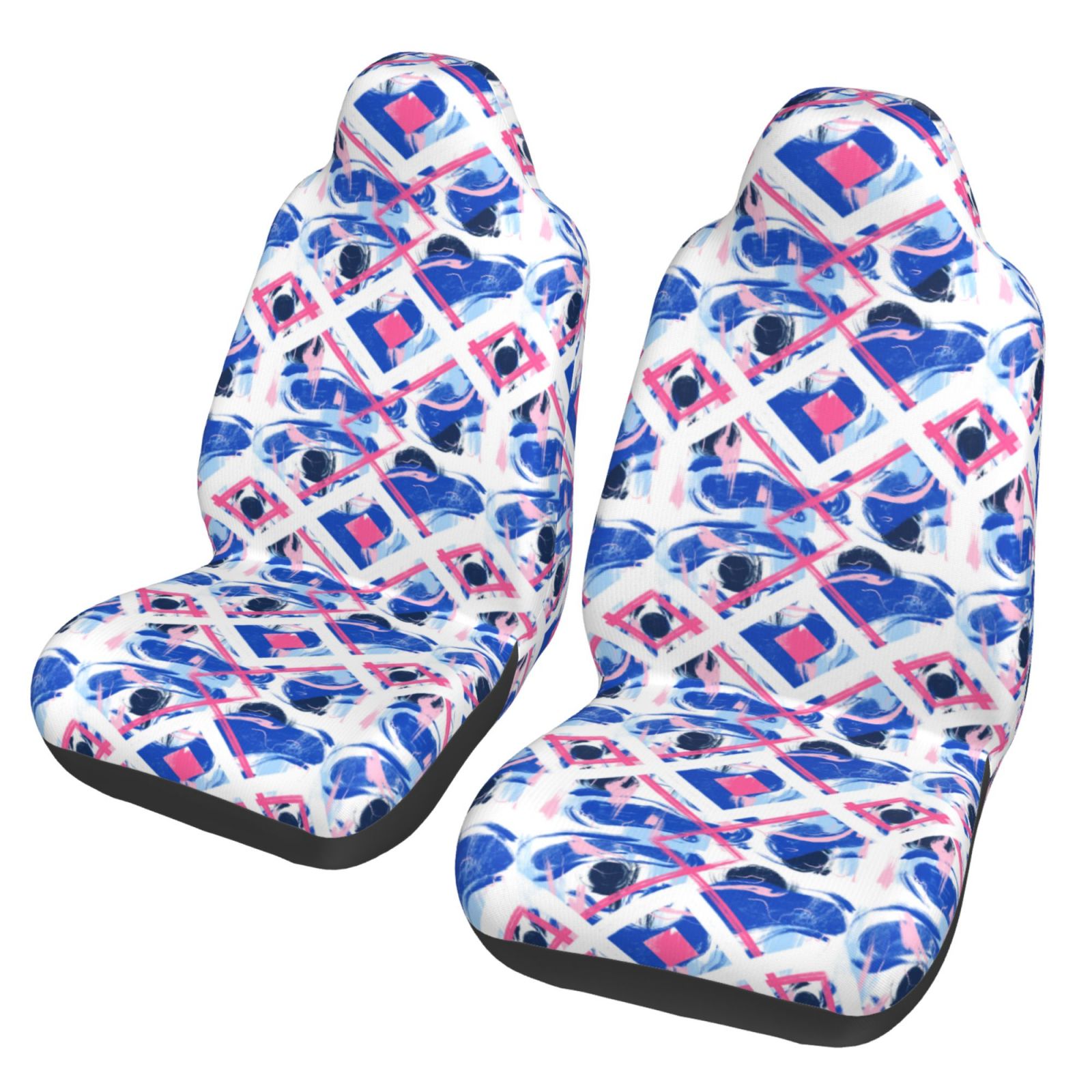 TEQUAN Front Seat Covers， Graffiti Dislocation Camouflage Pattern 2 Piece Car Seat Cover Fit Most Car SUV Truck Van