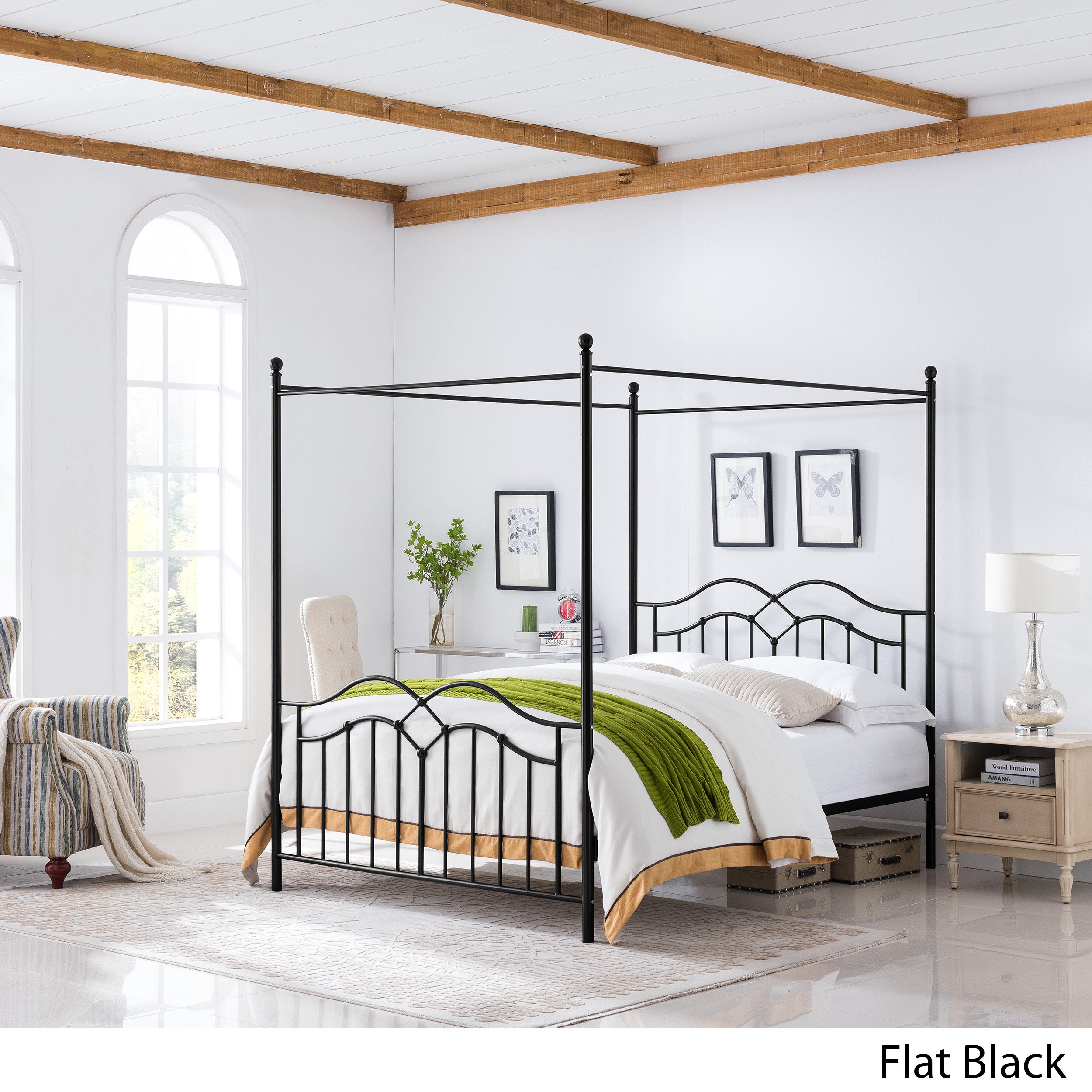 Simona Traditional Iron Canopy Queen Bed Frame