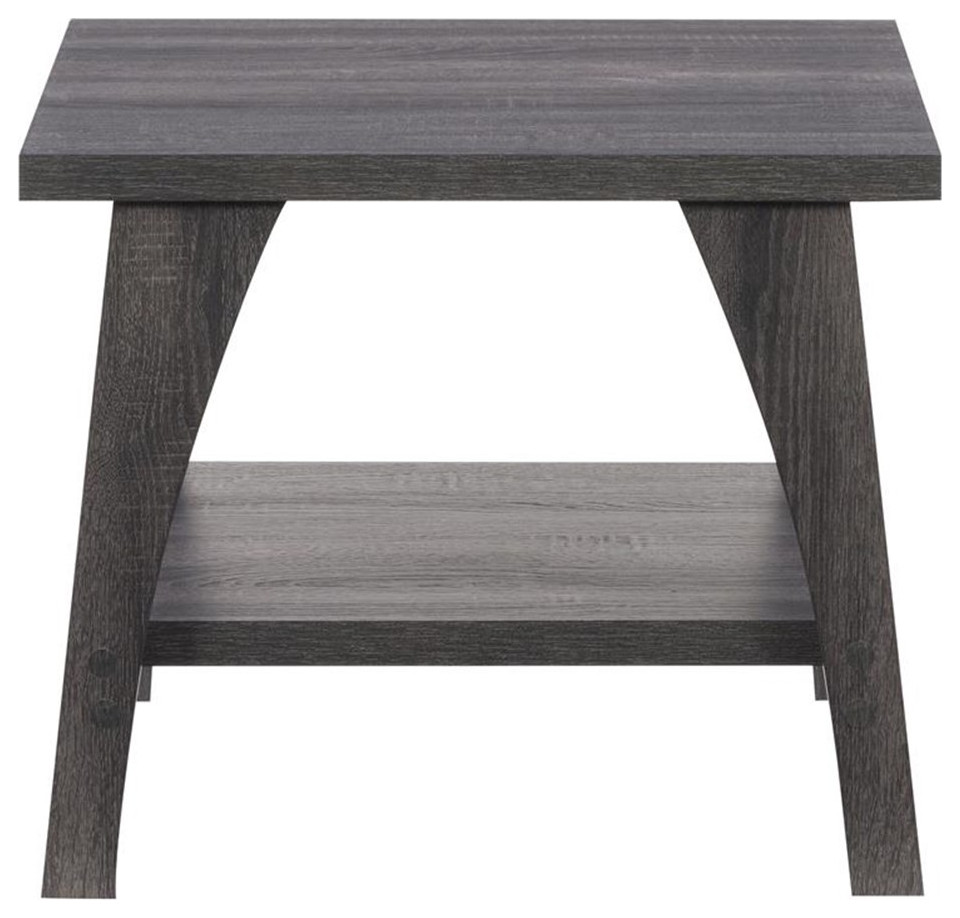 Atlin Designs Side Table with Lower Shelf in Gray   Transitional   Side Tables And End Tables   by Homesquare  Houzz