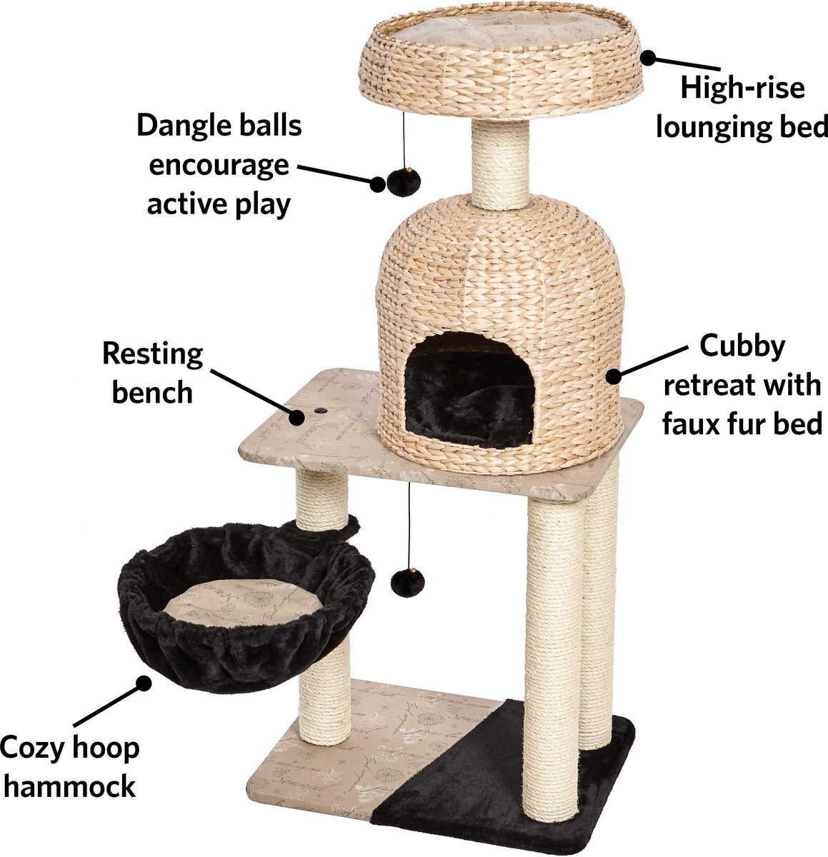 MidWest Feline Nuvo Reid 51.75-in Modern Wicker Cat Tree and Condo