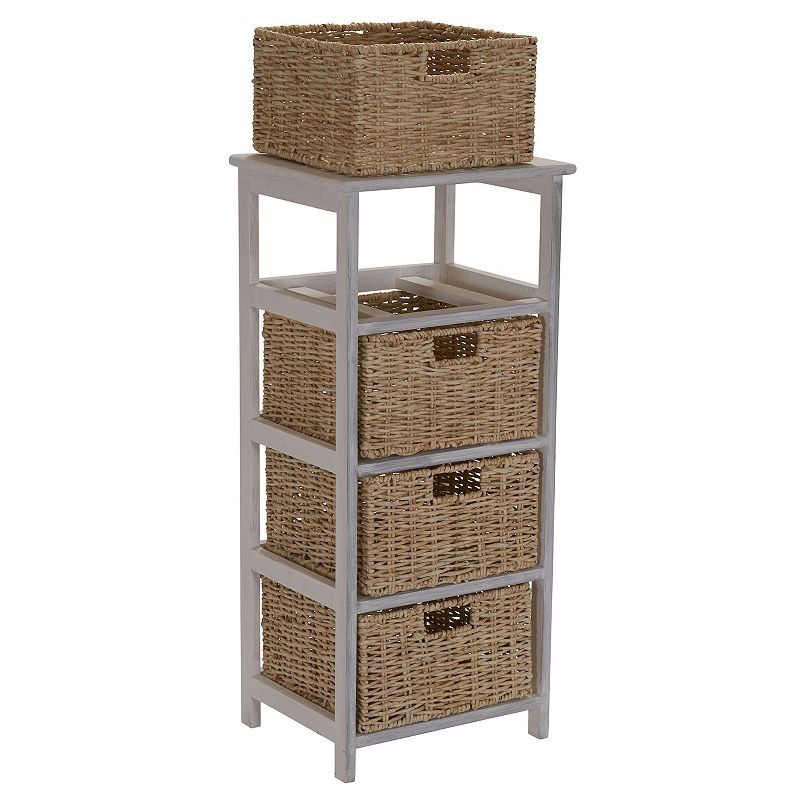 Household Essentials Whitewash 4-Basket Storage Chest