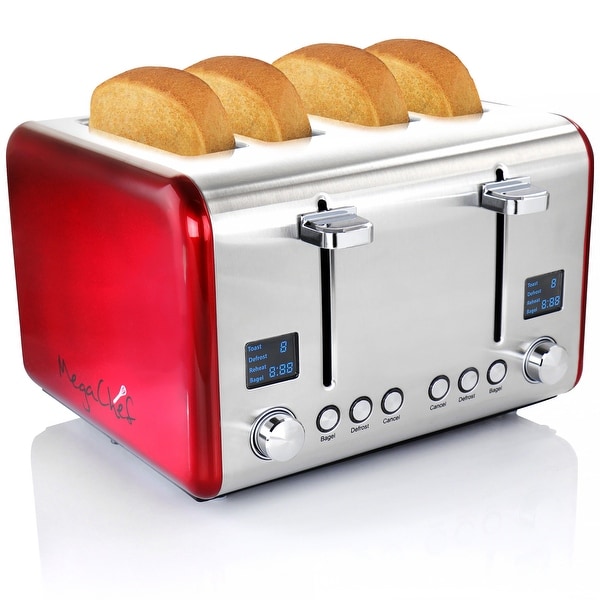 4 Slice Toaster in Stainless Steel Red