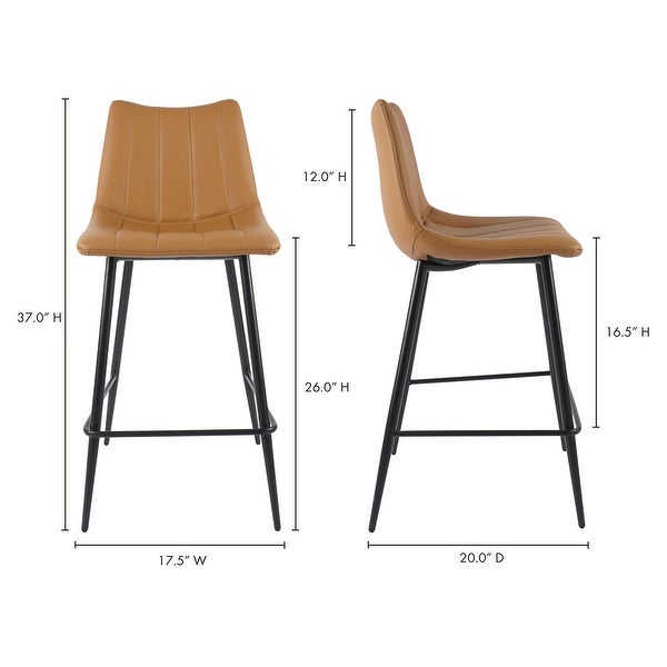 Aurelle Home Alaina Modern Leather Counter Stool (Set of 2) - 18 x 20 x 37