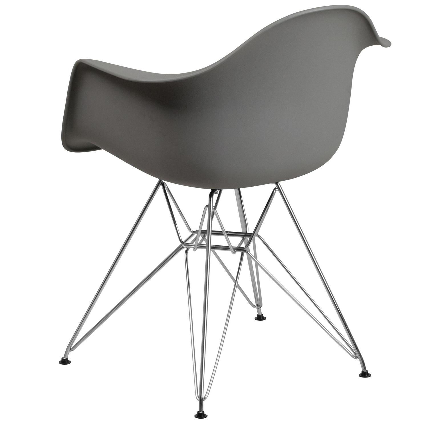 Flash Furniture Alonza Series Moss Gray Plastic Chair with Chrome Base