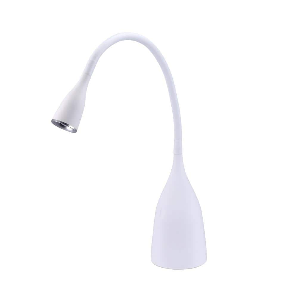 BLACK+DECKER 11 in. White Gooseneck LED Desk Lamp with Adjustable Color Temperature VLED1824WHITE-BD