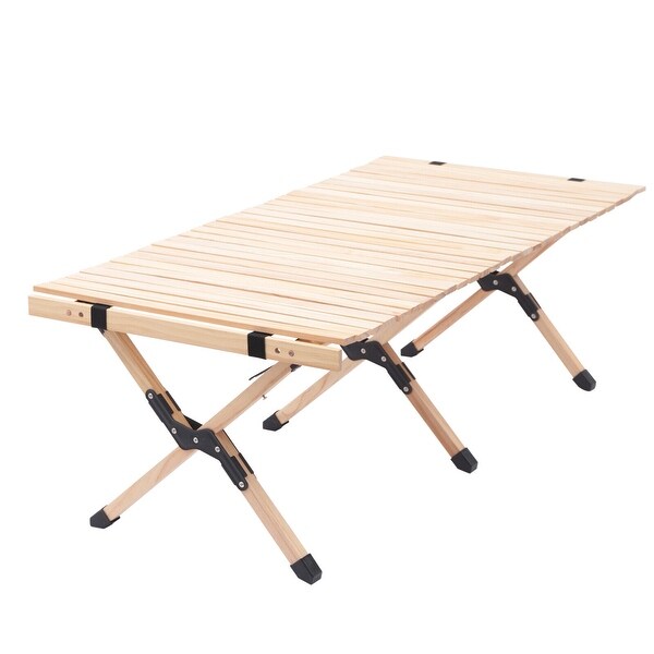 Outdoor Portable Folding Dining Wood Table，Camping/Beach/Patio/Picnic