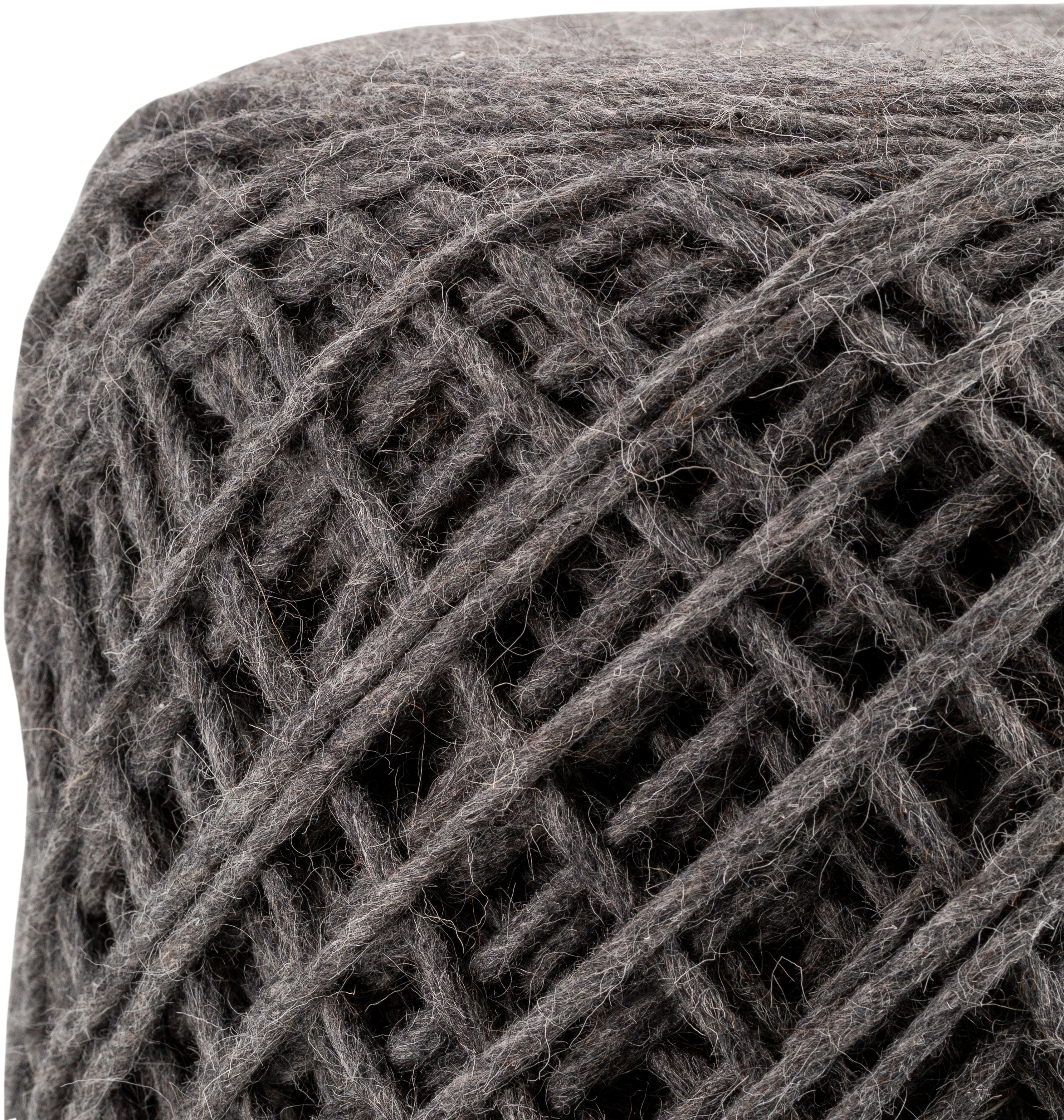 Xena Hand Woven Pouf in Black