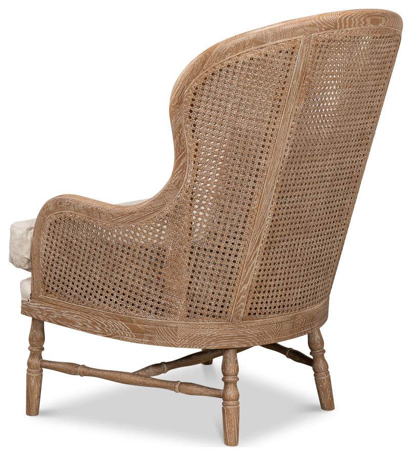 Randolph Wing Accent Chair Cane and Wood Frame   Traditional   Armchairs And Accent Chairs   by Sideboards and Things  Houzz