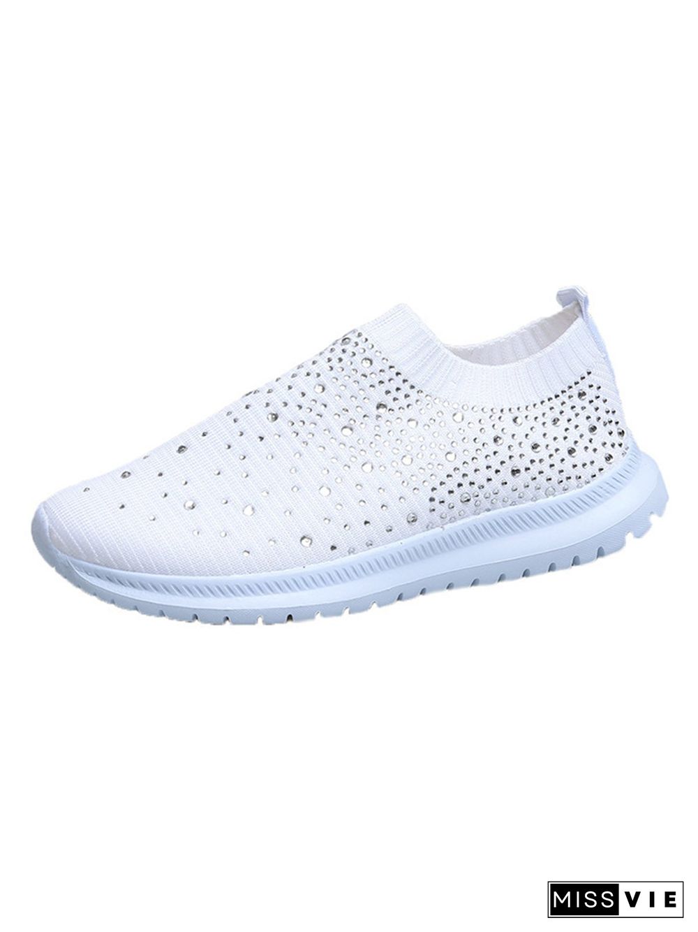 Rhinestone Design Portable Overfoot Lightweight Flyknit Sneakers