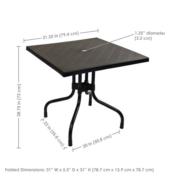 Square Plastic Top Outdoor Dining Table with Iron Legs