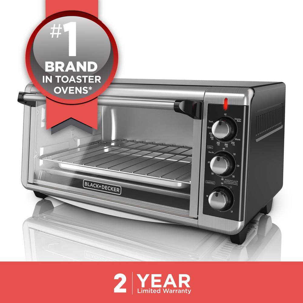 BLACK+DECKER 1500 W 8-Slice Stainless Steel Toaster Oven with Broiler TO3250XSB