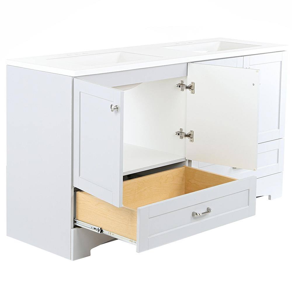 Glacier Bay Lancaster 60.25 in. W x 18.75 in. D Shaker Bath Vanity in Pearl Gray with White Cultured Marble Top LC60P2-PG