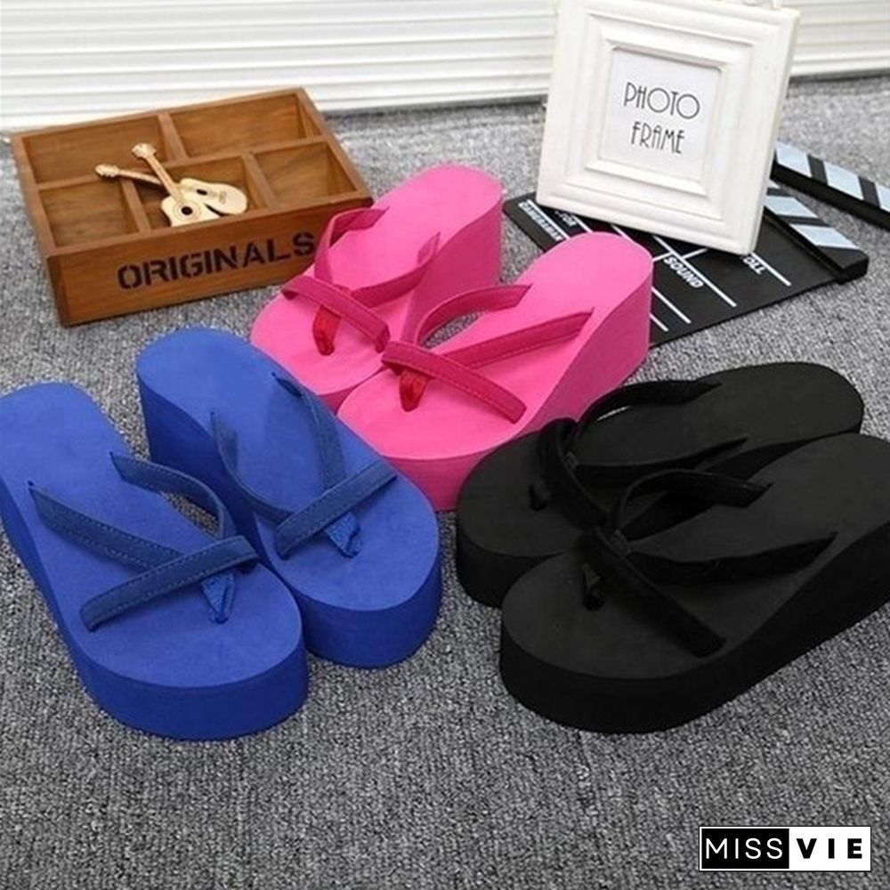 Women Casual Fashion Wedges Flip Flops Outdoor Slippers for Summer Platform Shoes